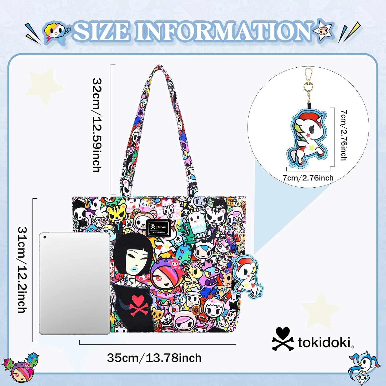 Tokidoki Unicorno Tote Bag Shoulder Bag Canvas Purses for Women Cute Shopper Bag Handbag Travel Purse Charm - Image 4