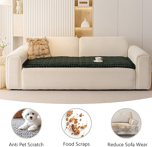 Miniatura 2 de MEETSKY Fundas verdes para sofá de 2 cojines, funda de sofá antideslizante para perros, lavable, fundas de sofá suaves y protectoras para mascotas,