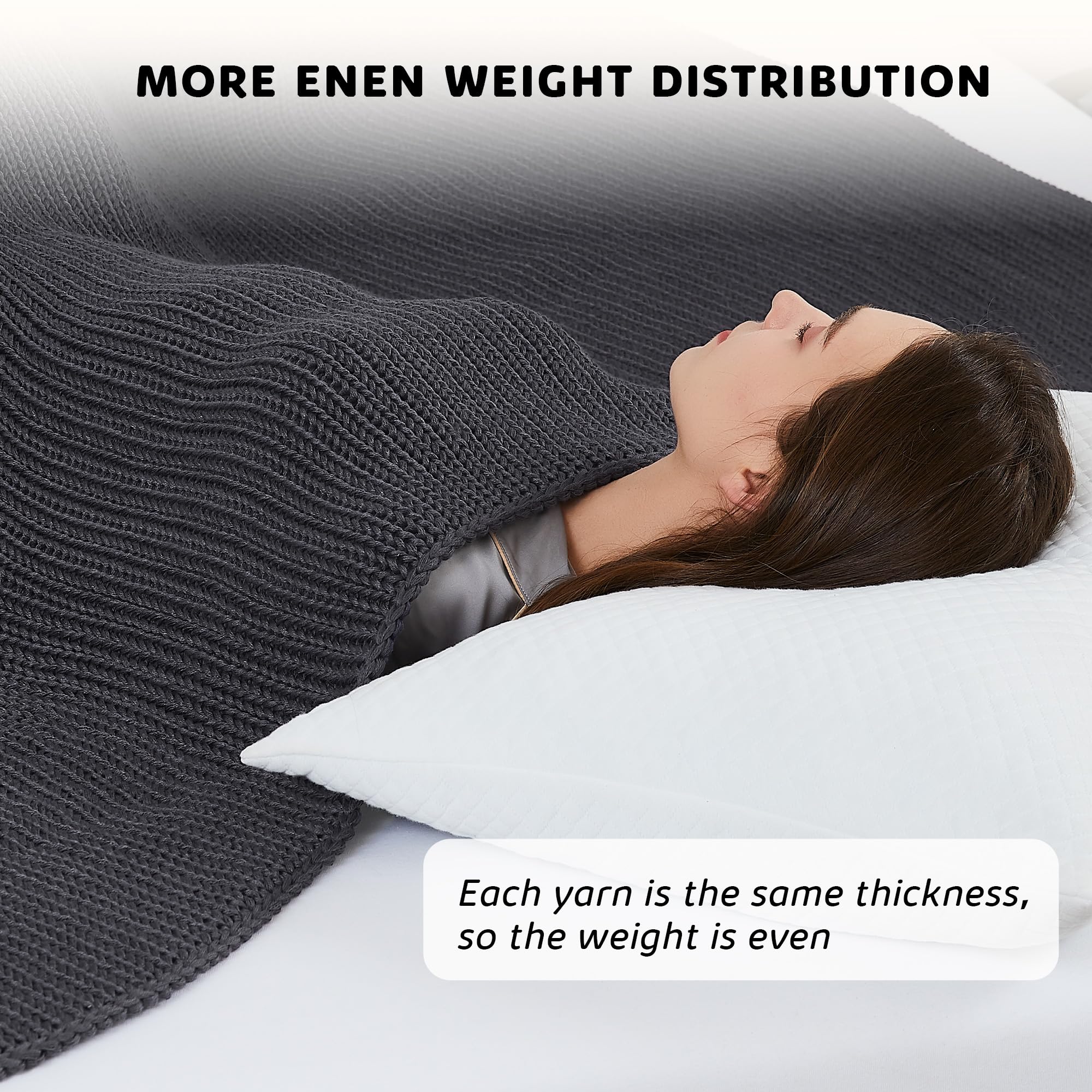 L'AGRATY Knitted Weighted Blanket - 48x72 Inches, 15 Lbs, No Beads, Machine Washable, Chunky Cable Knit - View #10