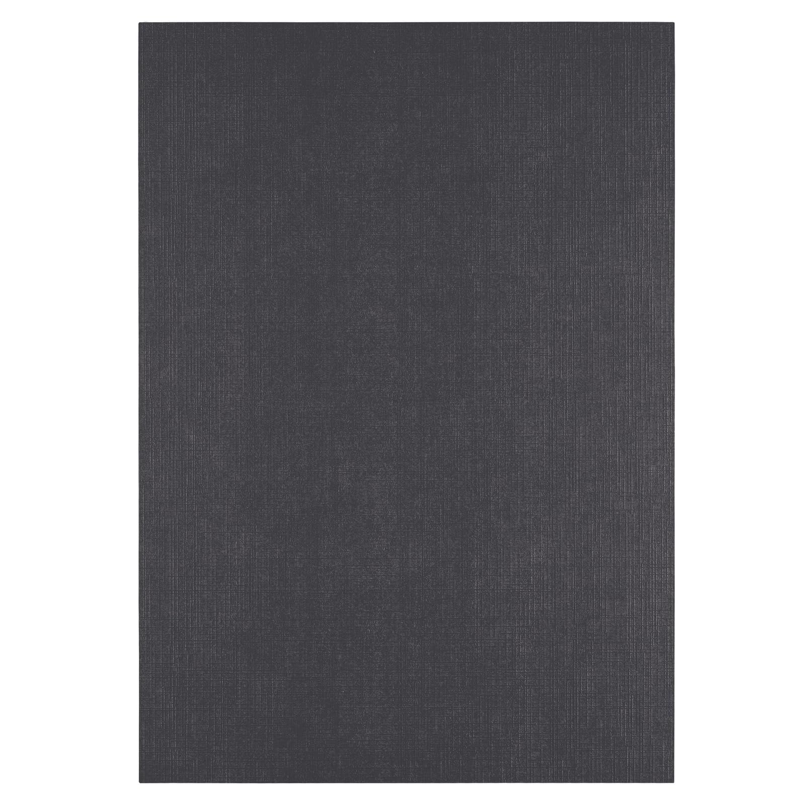 Vaessen Creative Linen Cardstock A4-25 pcs - Black - 250 GSM Coloured Paper - Card Making Supplies for Scrapbooking and Crafting