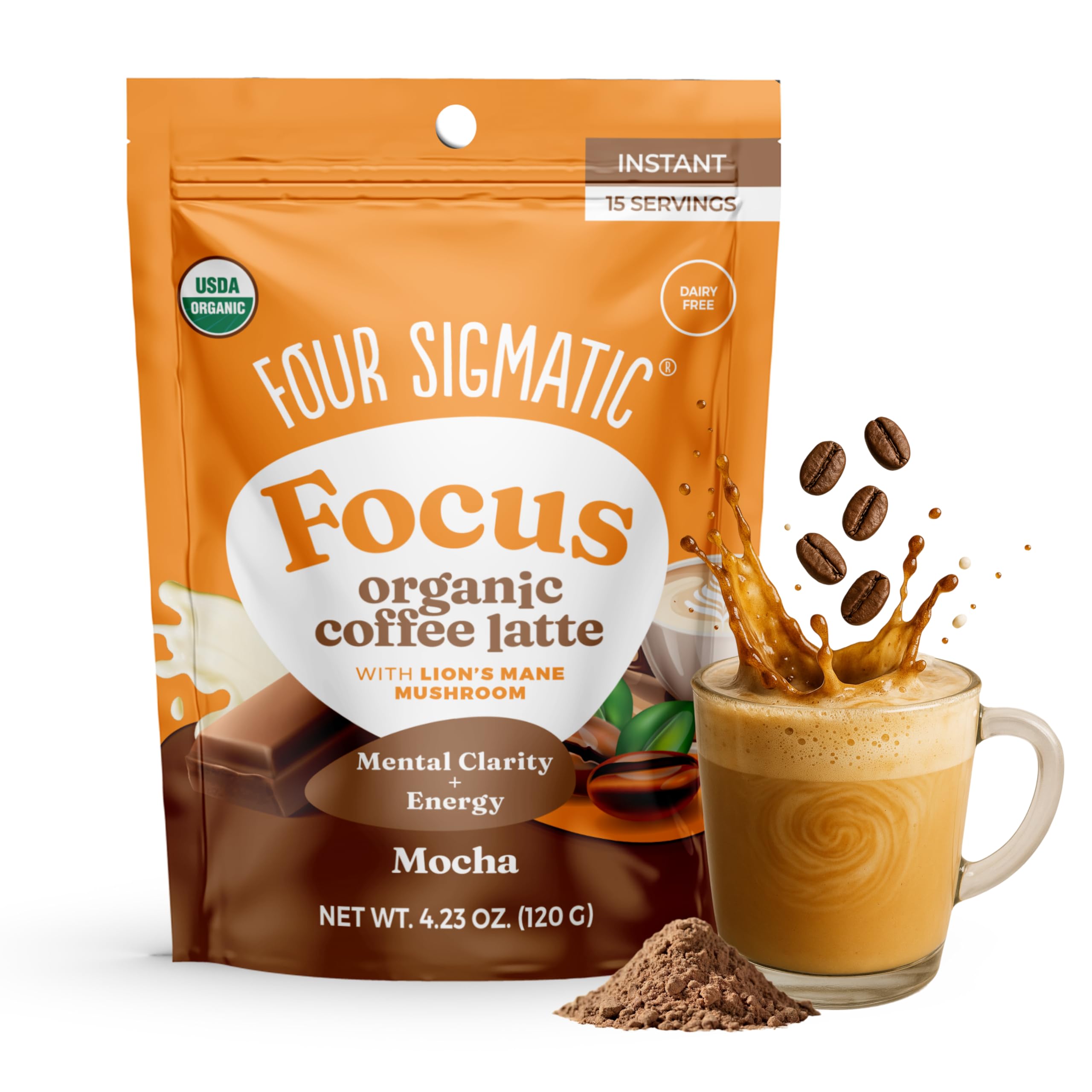 Amazon.com : Four Sigmatic Mocha Focus Mushroom Coffee Latte