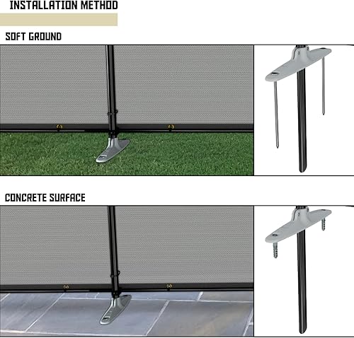 Miniatura 3 de TANG Valla de privacidad al aire libre con postes de hierro, picos de tierra para perros, valla de privacidad de jardín de metal, valla de