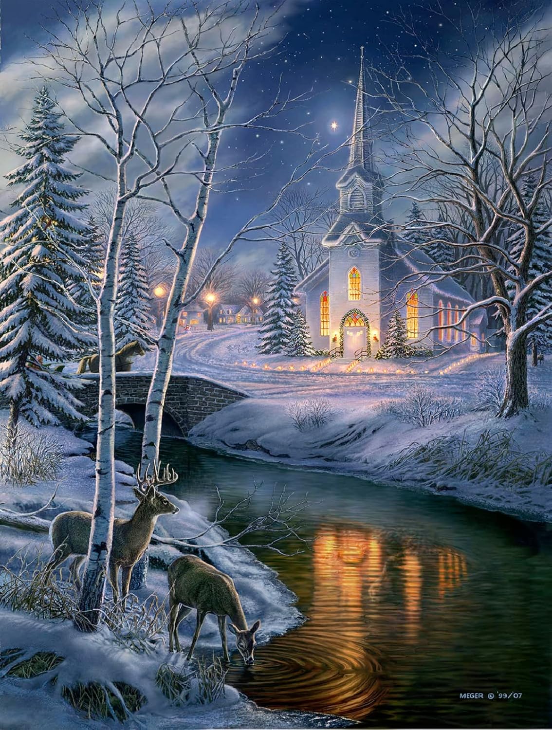 SUNSOUT INC - O Holy Night - 1000 pc Jigsaw Puzzle by Artist: James Meger - Finished Size 20" x 27" - MPN# 28462