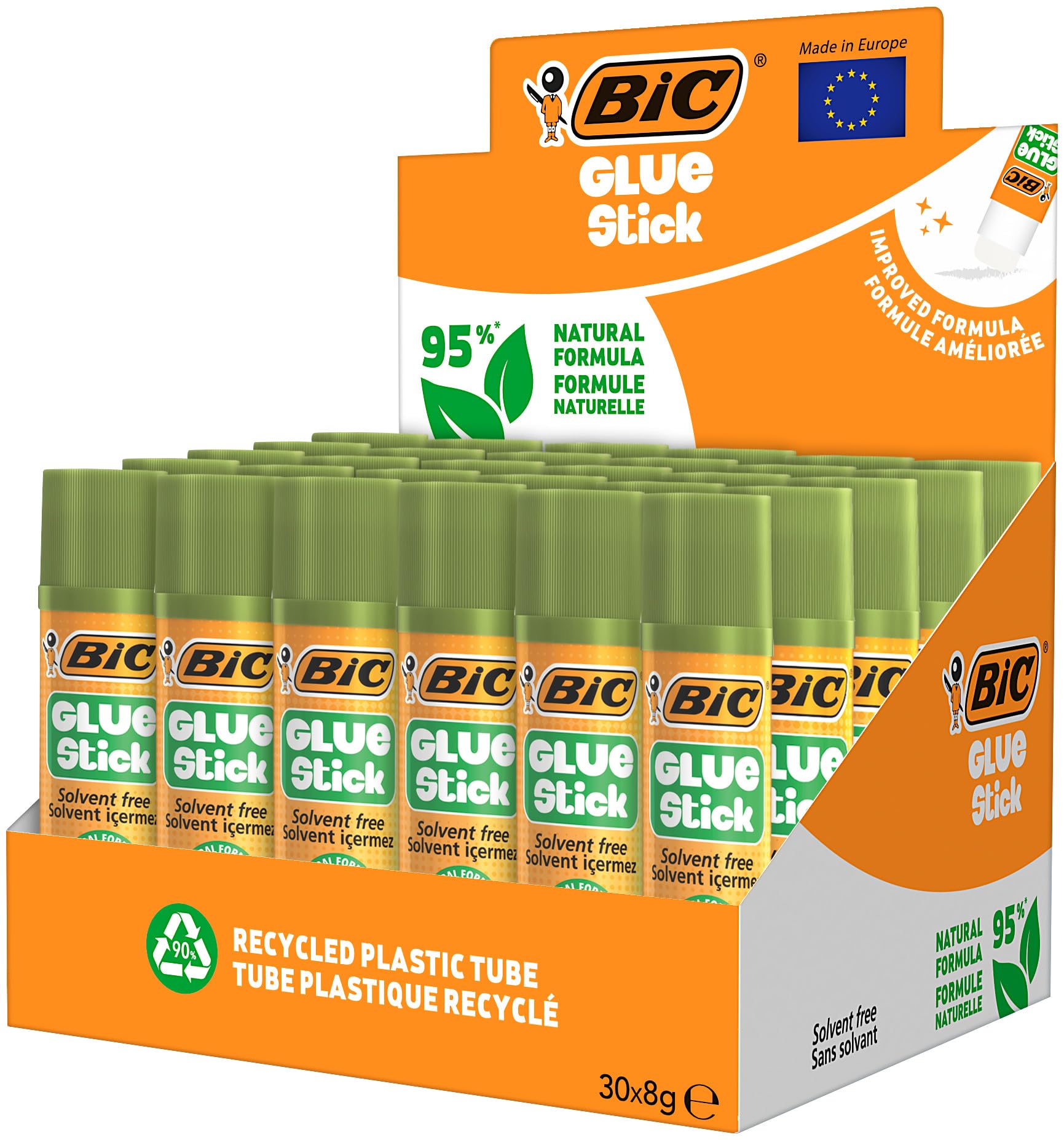 Bâtons de colle BIC 8 g : boîte de 30 tubes rotatifs pour activités créatives