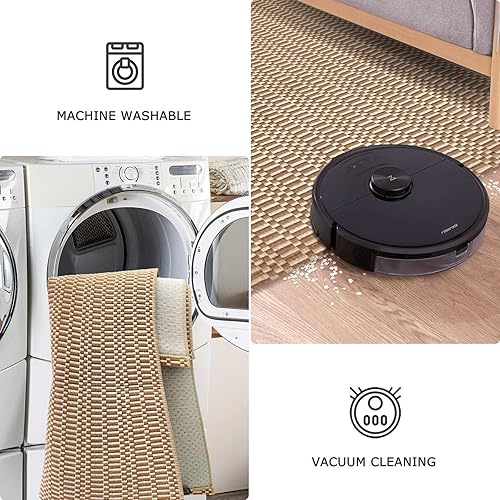 Miniatura 4 de KOZYFLY Alfombra lavable de 2 x 8 pies para pasillo de cocina con parte trasera de goma Bobo natural yute para entrada interior, alfombra para