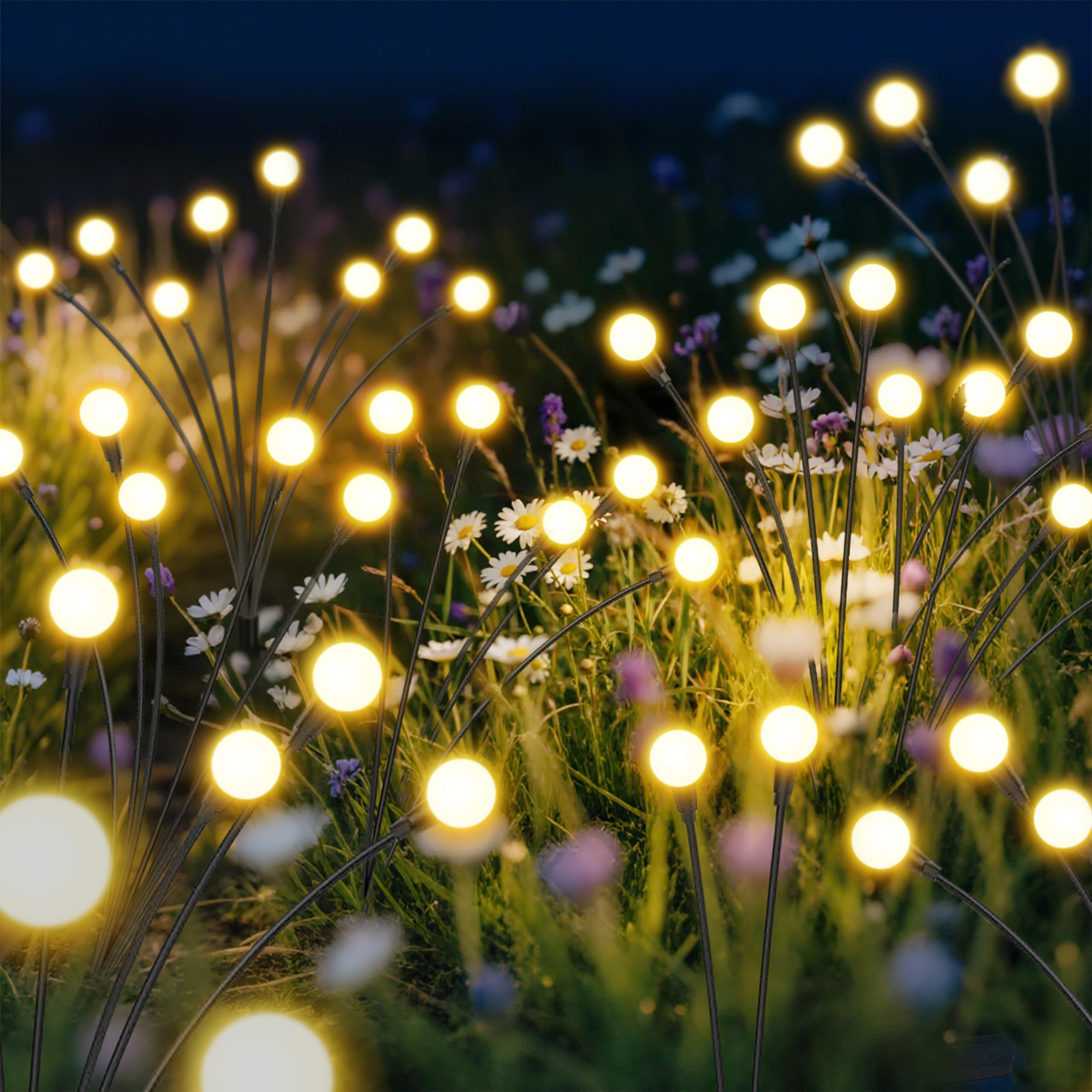Luci solari da giardino per esterni, confezione da 4 pezzi da 32 LED, luci lucciole esterne per cortile, patio, sentiero, prato, luce solare da giardino, decorazione paesaggistica, regalo per donne