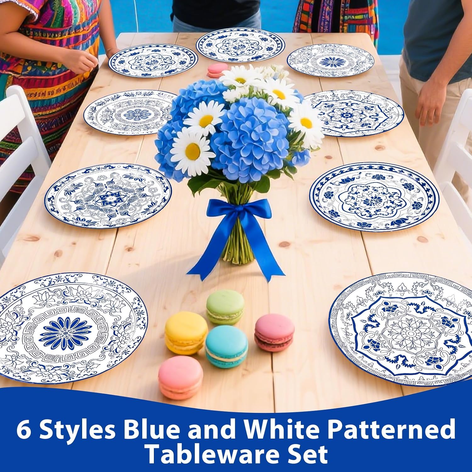 60Pcs Blue and White Flower Party Paper Plates 9 Inch Disposable Heavy Duty Blue White Chinoiserie Floral Dessert Plates Vintage Porcelain Decorations for Wedding Baby Shower Birthday Party Supplies