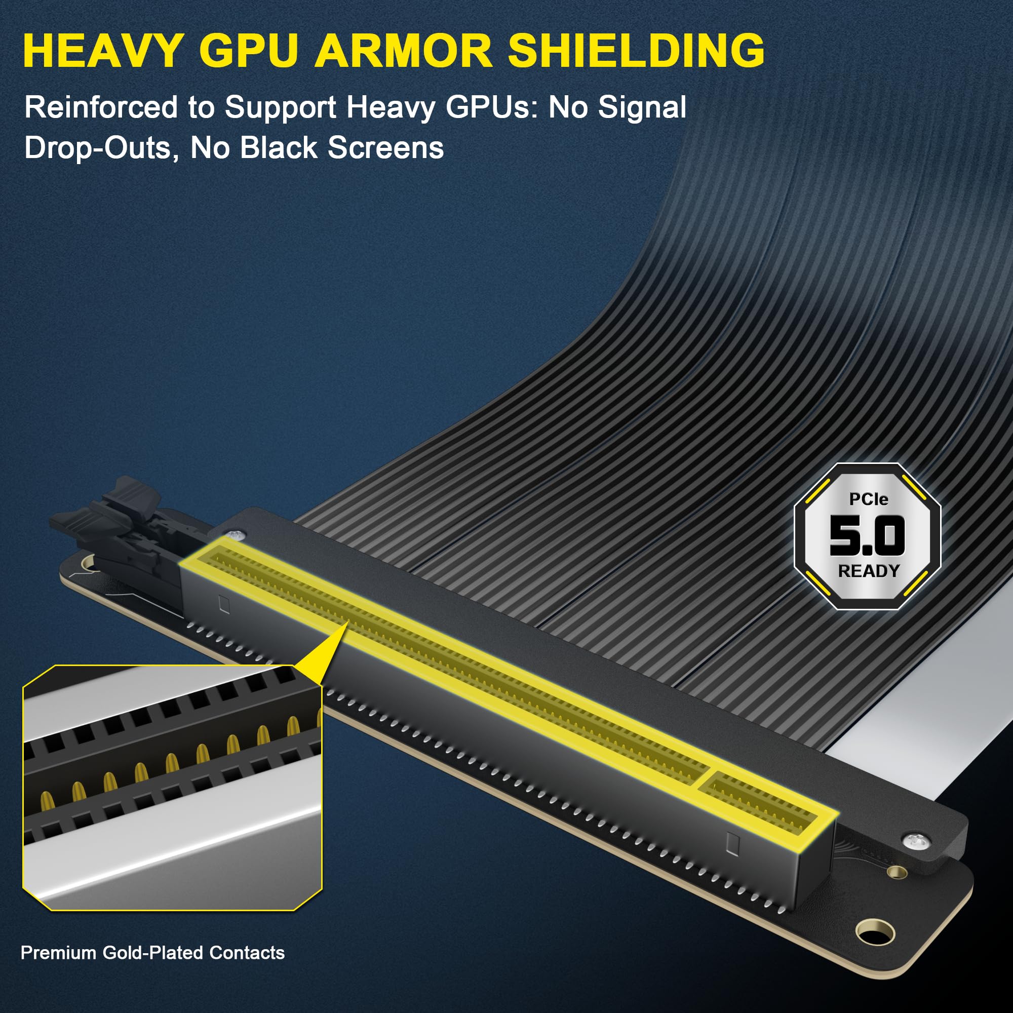 ULT-WIIQ Cavo riser 5.0 Gen 5 x16, cavo di prolunga GPU ultra flessibile da 128 GB/s per RTX 5090/5080 RX 9070, supporto verticale schermato per GPU per custodia ITX Mid Full Tower, 180° rettilineo-50