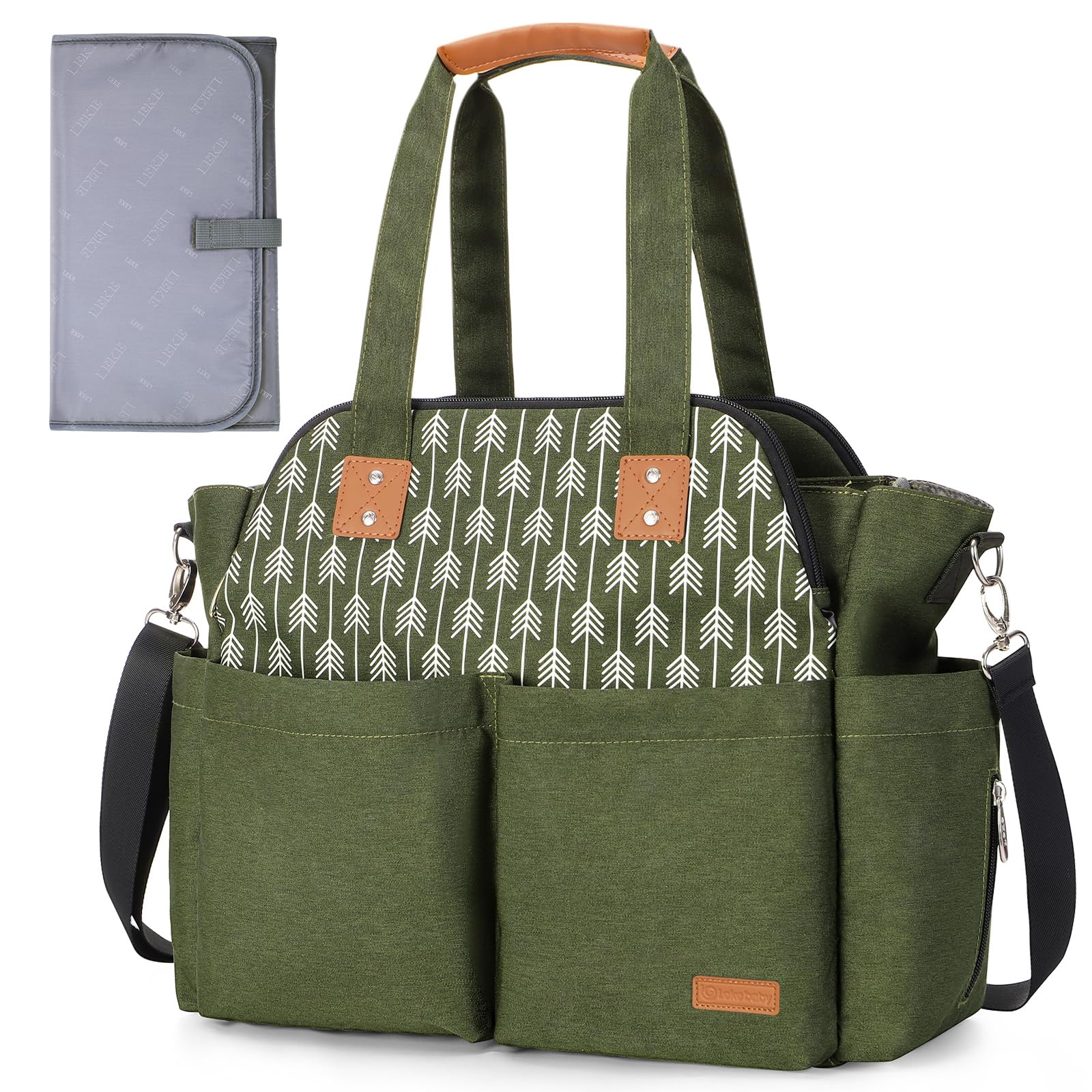 Lekebaby Baby Wickeltasche Bote groß mit Wickelunterlage für Reise, 19 Taschen, Diaper Bag Reisewindeltasche für Mama und Papa, Multifunktions Babytasche