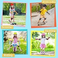 Vista 7 de Conjunto de casco de bicicleta para niños, casco ajustable para niños pequeños de 2 a 8 años con rodilleras, coderas y muñequeras Casco