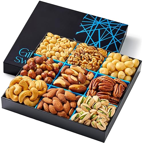 Cesta de regalo de frutos secos - Caja de regalo de nueces mixtas recién tostadas - Regalo de comida saludable gourmet para hombres y mujeres
