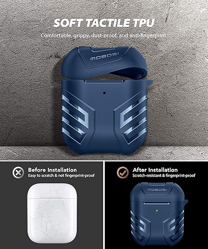 Miniatura 4 de MOBOSI Vanguard Armor Series Funda para AirPods diseñada para AirPods 2 y 1, funda protectora de cuerpo completo para AirPod militar con llavero