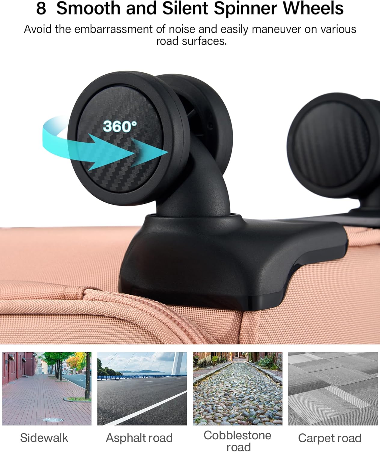 Hanke Underseat Carry On Luggage with Wheels, Lightweight Small Suitcase Airline Approved 16 Inch Softside Personal Item Travel Bag for Women Men, Compact Under Seat Luggage with Spinner Wheels.(Pink) - Image 7