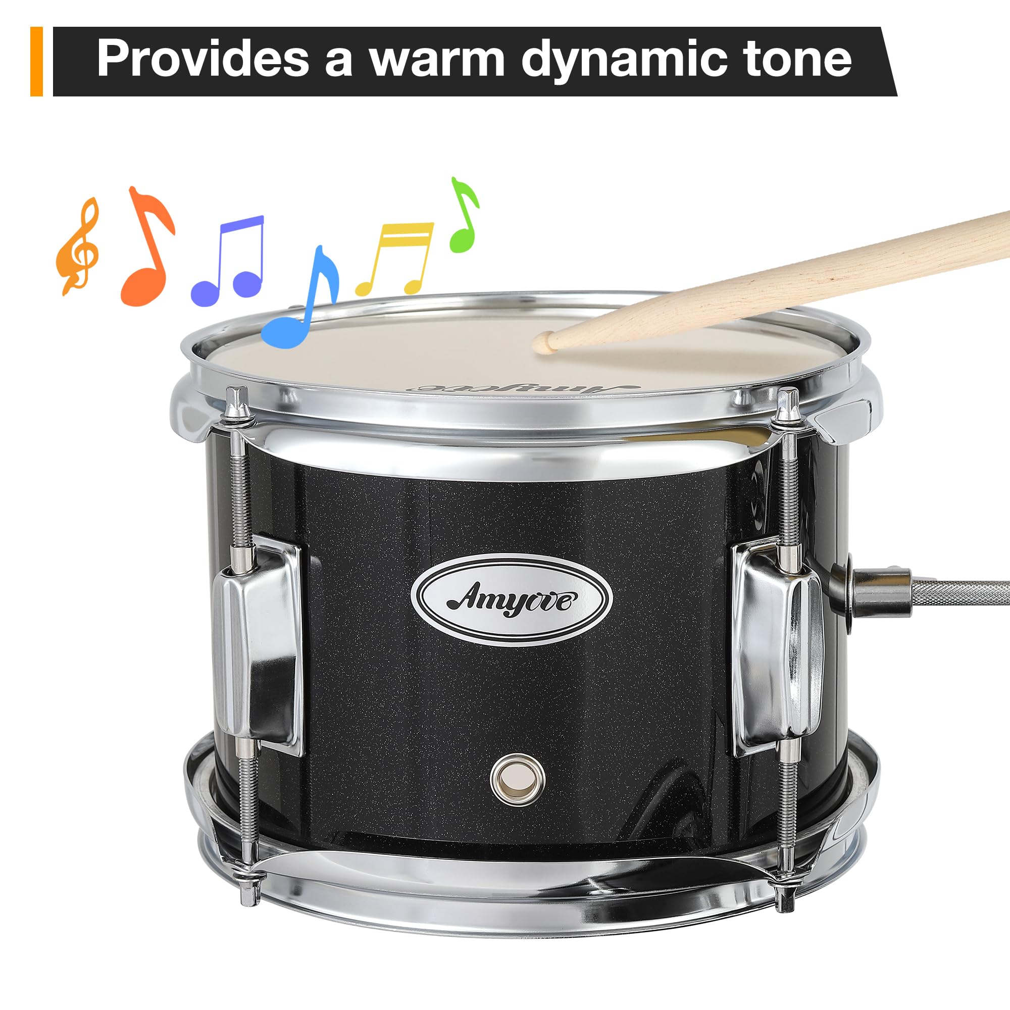 3-teiliges Schlagzeug-Set für Kinder – komplettes Musik-Set mit Bassdrum, Trommel, Tom, 10 Zoll (25,4 cm) Becken, Drumsticks, Hocker, Pedal – perfekt für Anfänger, Geschenk für Jungen und
