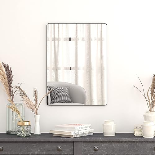 Flash Furniture Susan - Espejo rectangular grande de pared, marco de metal negro, espejo de 22 x 30 pulgadas para baño, tocador, entrada, comedor y