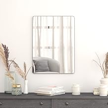 Flash Furniture 22" Rectangular Metal Frame Wall Mirror, Black