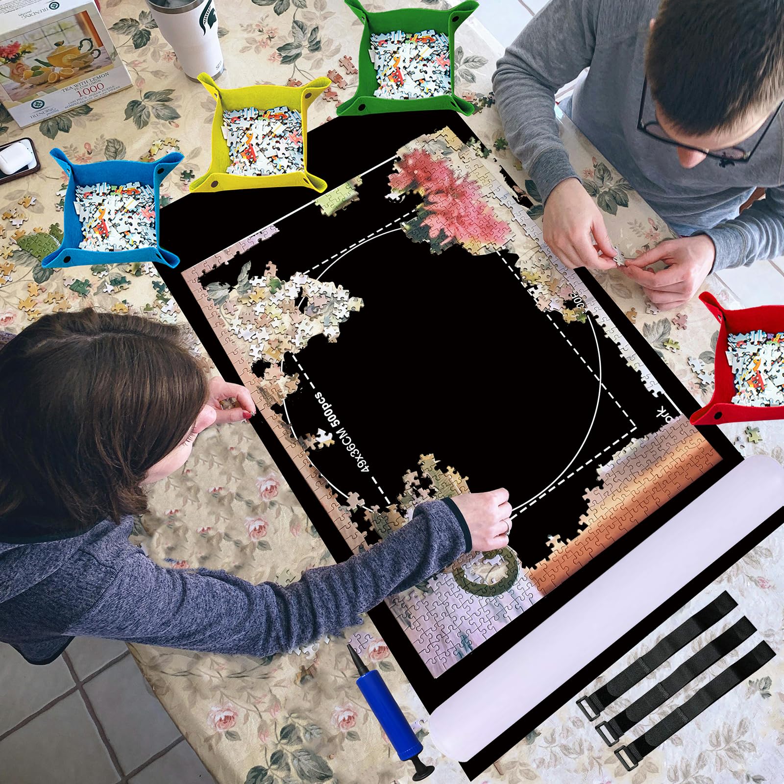 Celawork Mata do puzzli do puzzli, z maksymalnie 1000 elementami puzzli, mata do puzzli, bieżnia