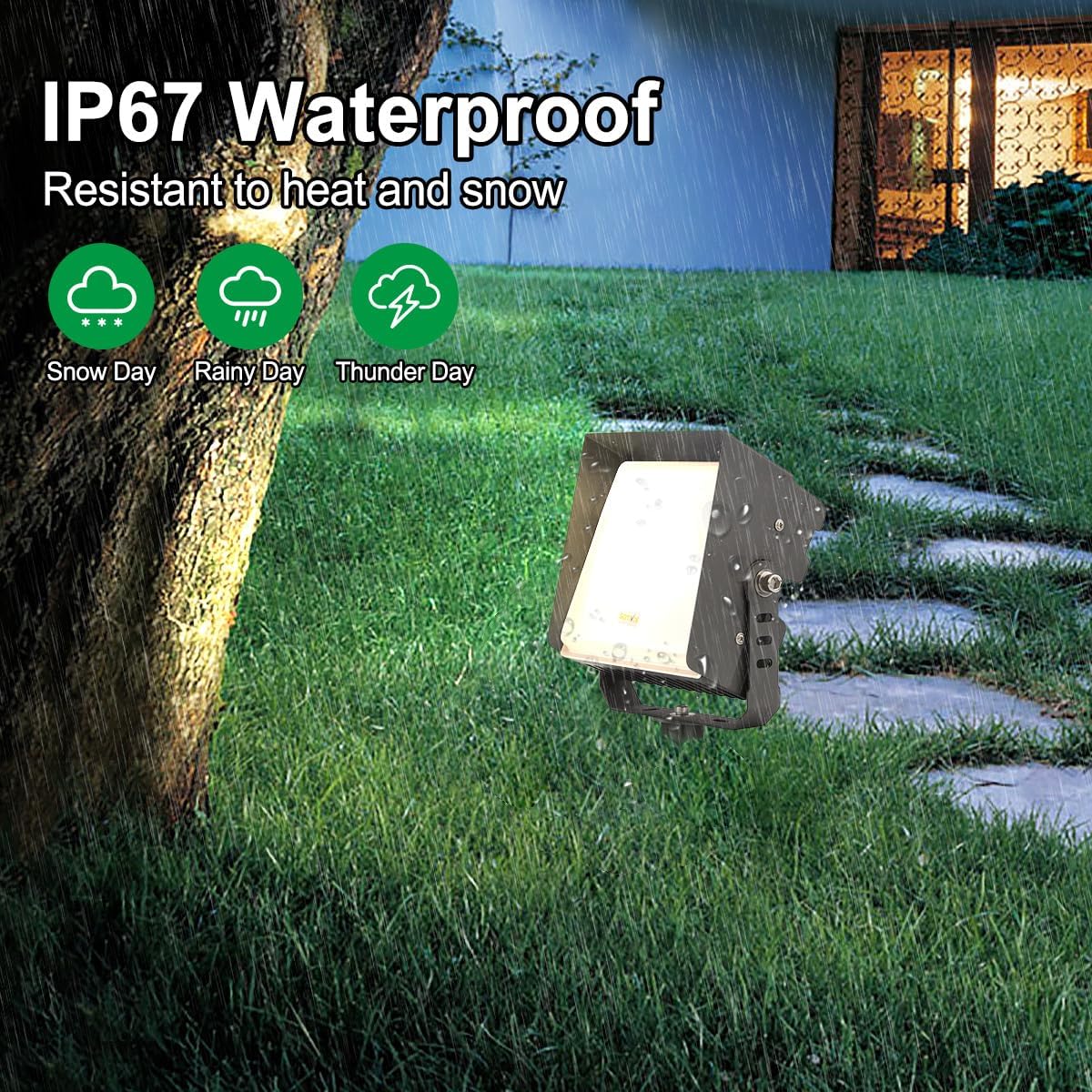 Led Landscape Outdoor Spot Light with Anti-Glare Cap - Heavy Duty Waterproof IP65 120V 270⁰ Adjustable Mount, 3000K Thickened Aluminum Spotlight for BLDG Yard Garden Tree (24 Watts)