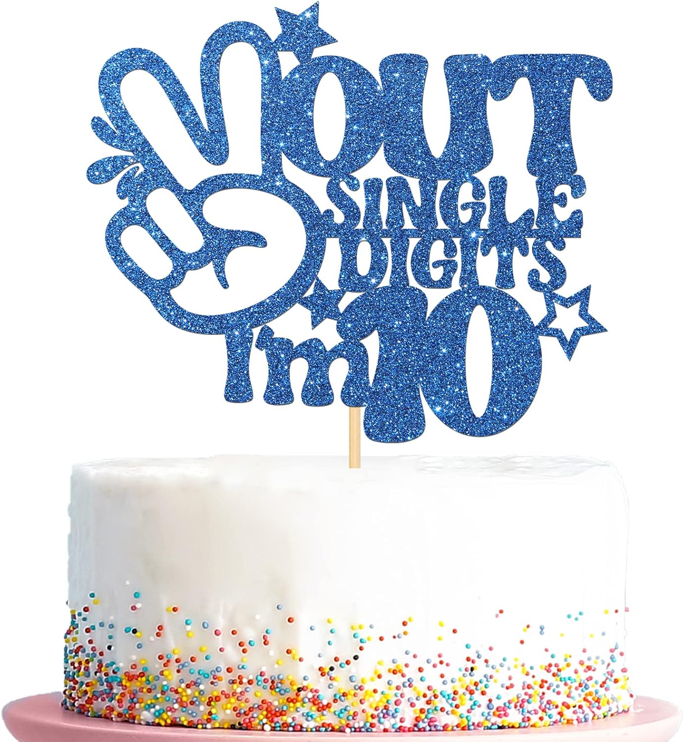 FLORCMET Happy 10th Birthday Cake Topper -Black Gold Glitter Cheers To 10 Years Cake Topper, 10 & Fabulous Cake -Decoration For Happy 10th Birthday Anniversary Party Cake Decorations Supplies (10th