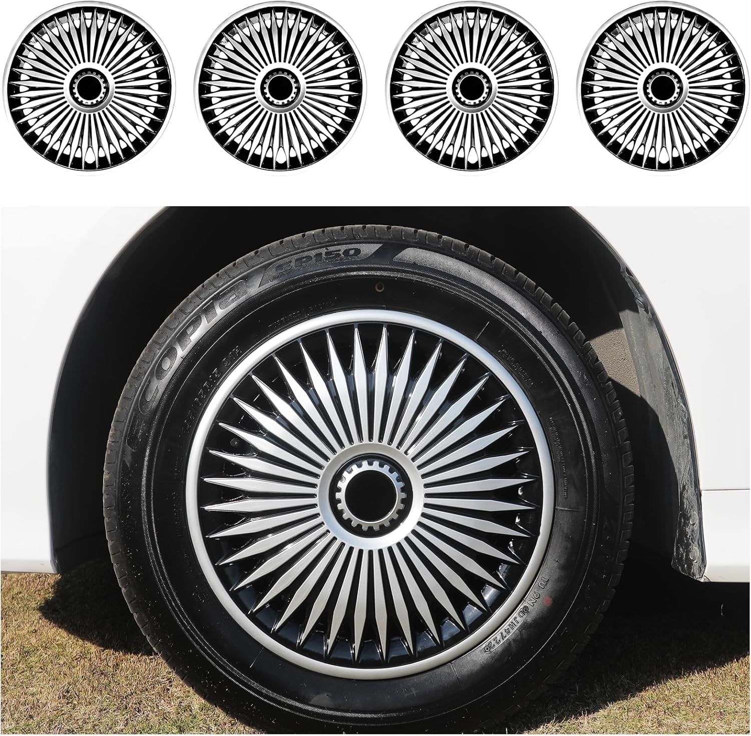 16 inch Wheel Covers for Iron Rim, 16" Hubcap Set of 4, Plastic Cap Rim Covers Wheel Replacement Plastic Hubcaps Automotive Accessories (16inch-Blade-4PCS-Cover, 16 Inch)