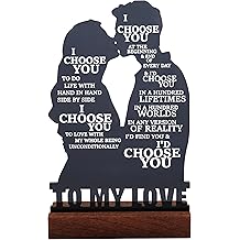 Husband Birthday Gift - I Choose You Couple Silhouette Plaque - Romantic Gifts for Boyfriend Girlfriend - Wedding Anniversary Valentines Day Decor for Home