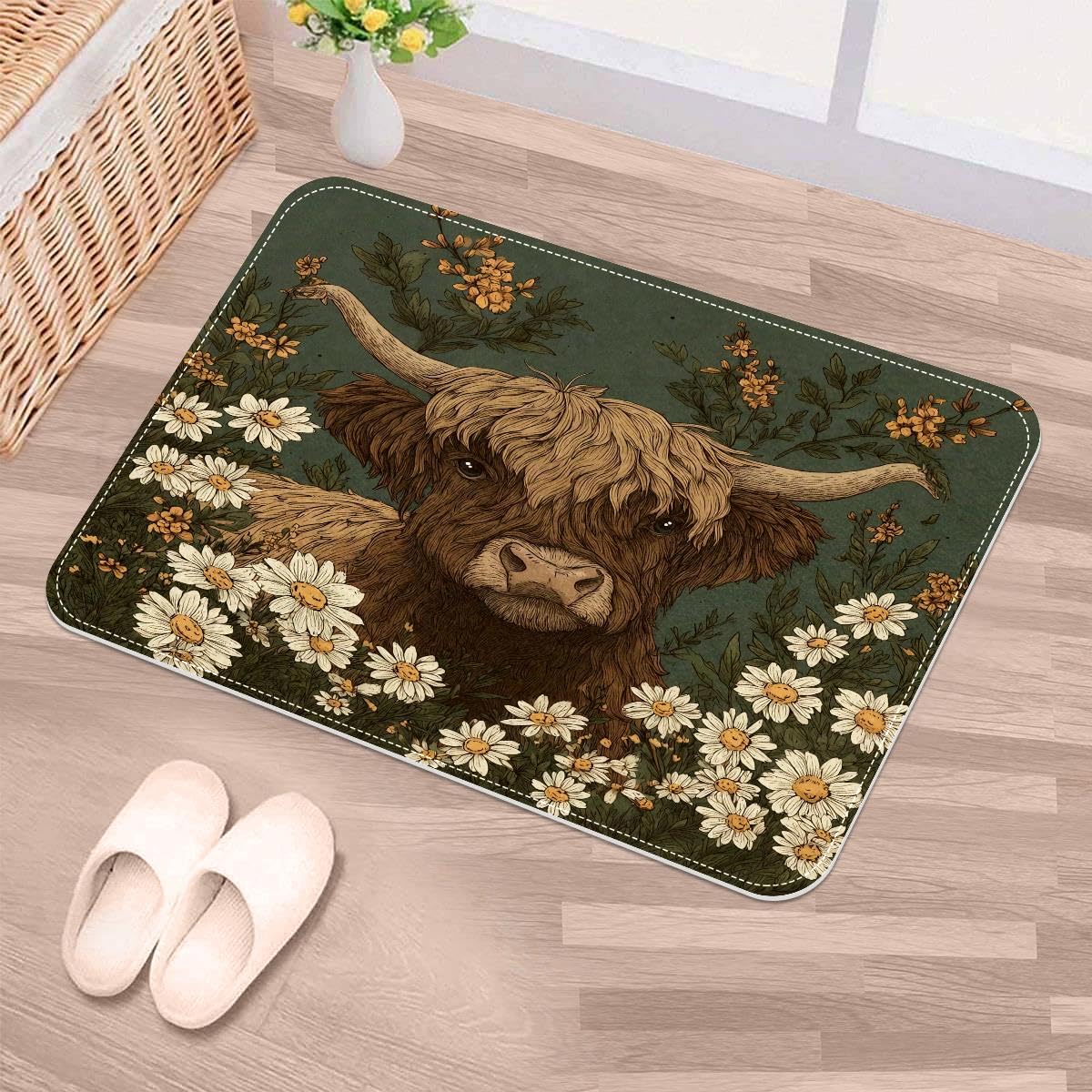 Felpudo de 50 x 80 cm Highland, tapete absorbente y lavable para puerta y baño