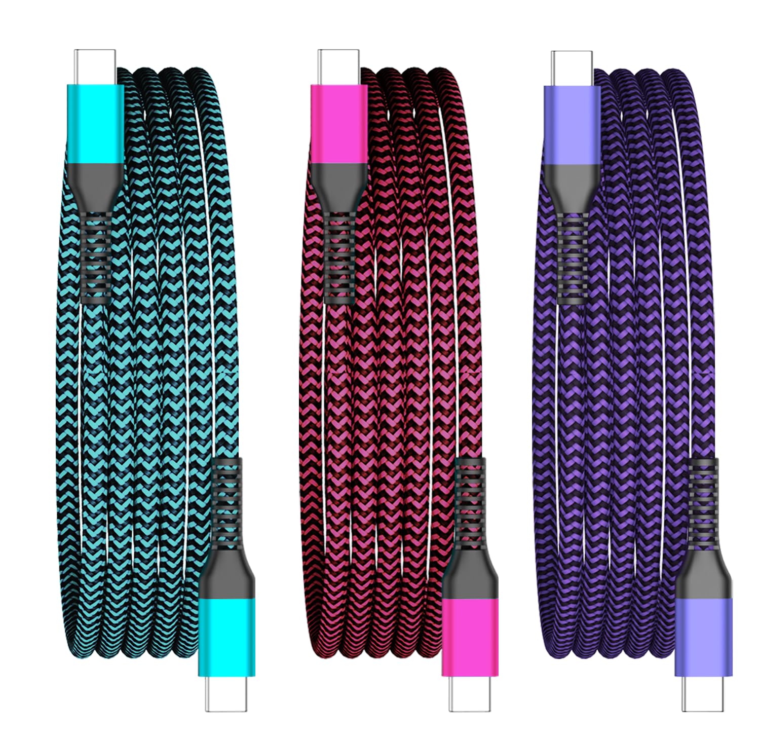 Teeind USB C Cable, [6ft, 3-Pack 60W] PD 3.0 USB C Cable Fast Charging for Samsung Galaxy A10e A20 A50 A51 A71, S20 S10 S9 S8 Plus S10E, Note 20 10 9