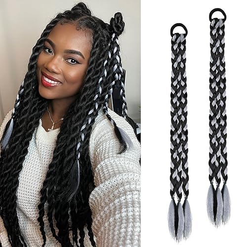 Dreamlover Extensiones de cola de caballo trenzadas con lazos para el cabello para mujer, mezcla de colores, 2 tonos coloridos y elegantes, negro y disponible en Yaxa Peru
