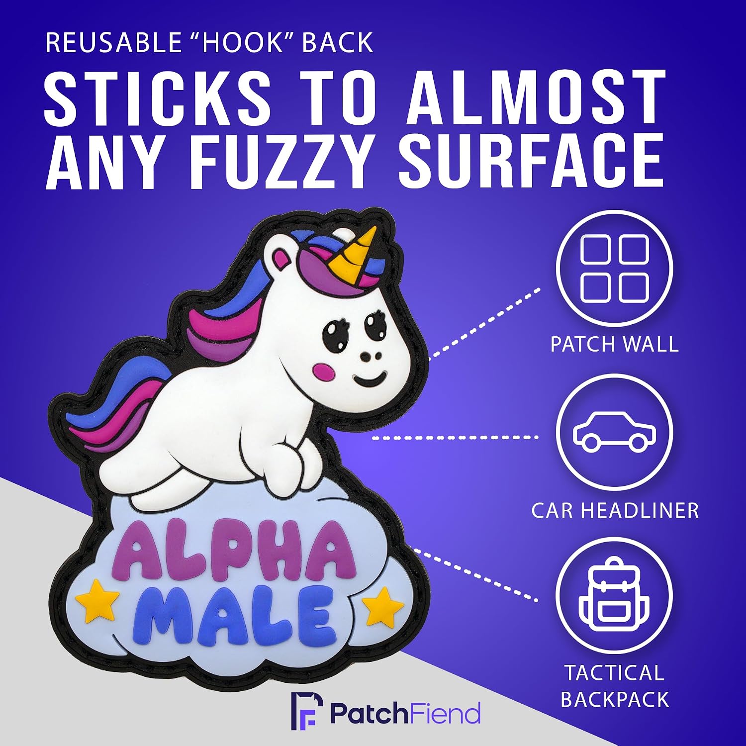 Alpha Male Unicorn Funny Tactical PVC Morale Patch for Backpacks Hats image 2