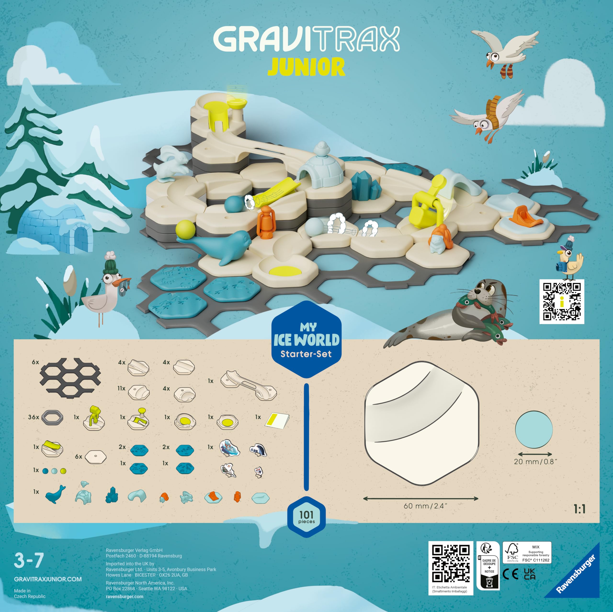 Ravensburger GraviTrax Junior Starter-Set L Ice 27060 - Murmelbahn überwiegend aus nachwachsenden Rohstoffen mit Themenwelten, Lern- und Konstruktionsspielzeug für Jungs und Mädchen ab 3 Jahren