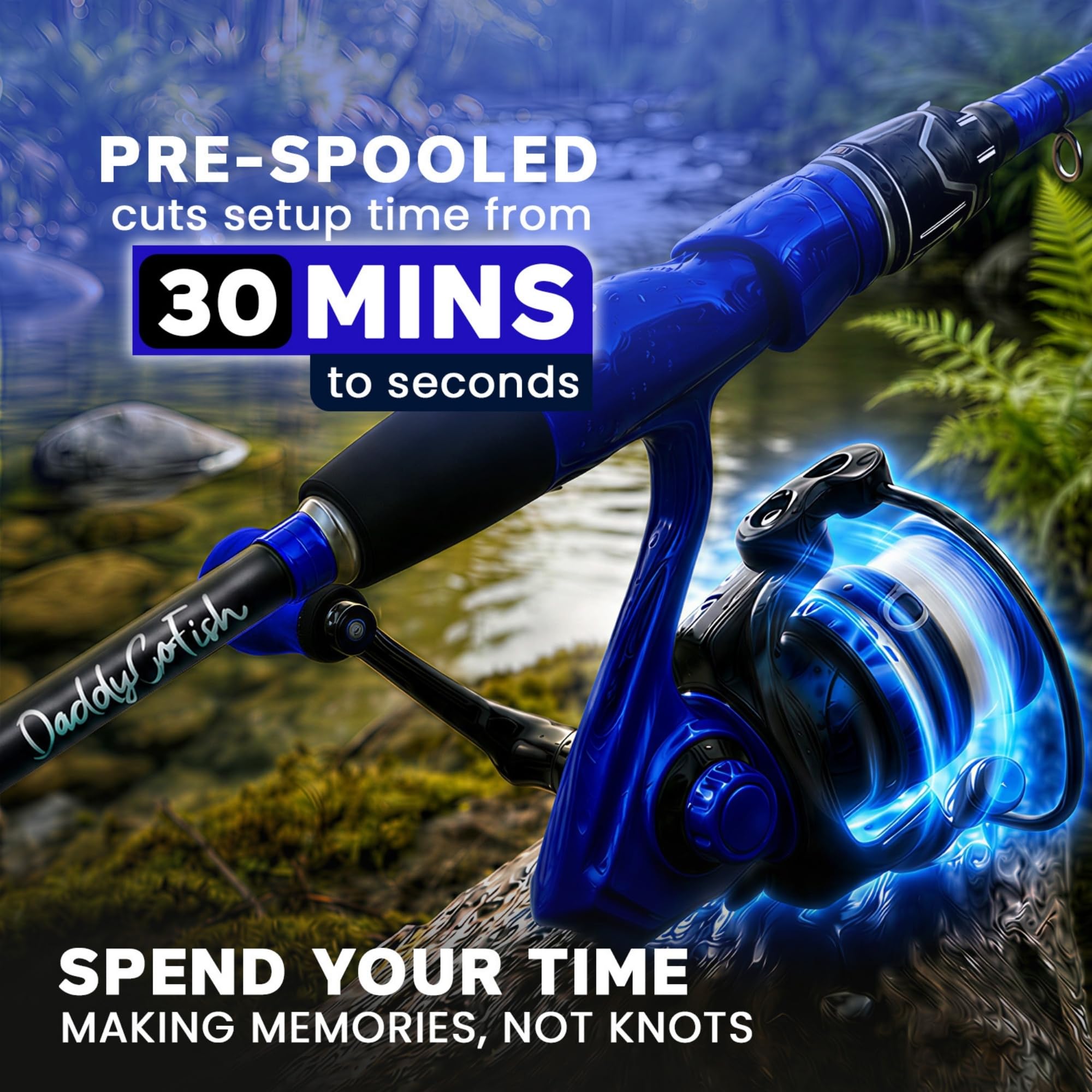 Set Combinato Daddygofish: Canna Da Pesca Spinning E Mulinello Con Scatola Per Attrezzatura | Kit Telescopico in Fibra Di Carbonio | Mulinello Da Spinning