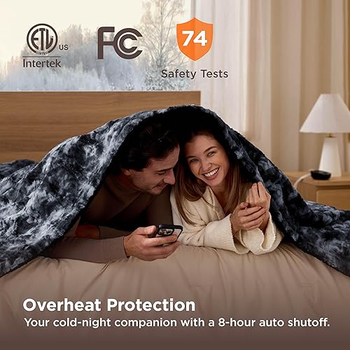 Vista 257 de Bedsure - Manta eléctrica tamaño matrimonial; térmica, de franela suave, calentamiento rápido, 10 ajustes de tiempo y 6 ajustes de calor; regalo 01