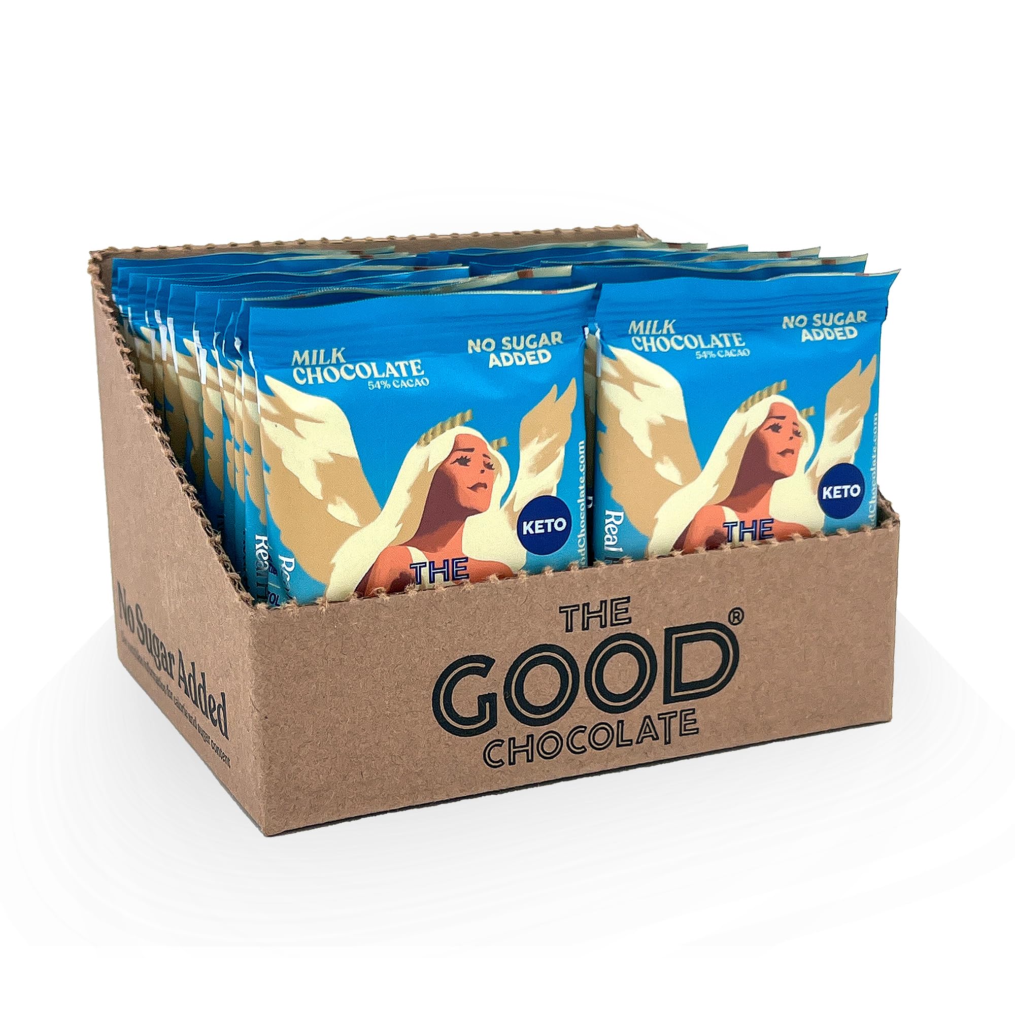 The Good Chocolate - Keto Milk Chocolate Style Squares, 80% Less Sugar, Lower Net Carb Snack, Lower Calorie, Creamy Chocolate Candy, 24 Square Family