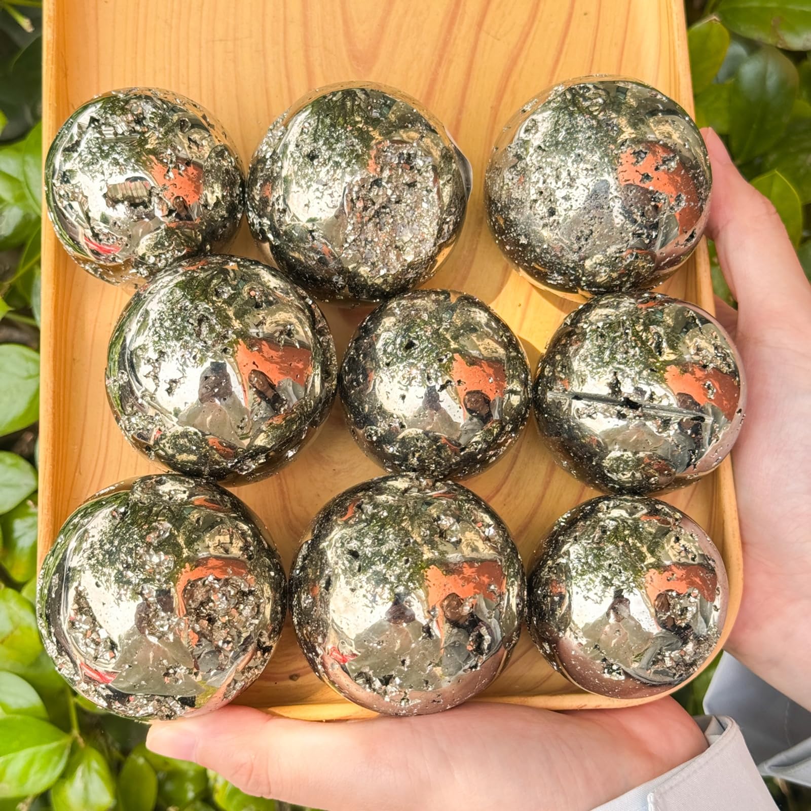 Sfera di pirite naturale, statuetta/scultura in cristallo per il Feng Shui | Sfera di quarzo, meditazione, Reiki, guarigione con cristalli, decorazione domestica