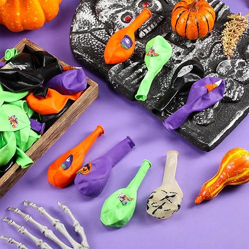 Miniatura 4 de Decoración de 50 globos de Halloween, adorables globos de látex de calabaza y araña espeluznante para niñas, fiesta de primer cumpleaños,
