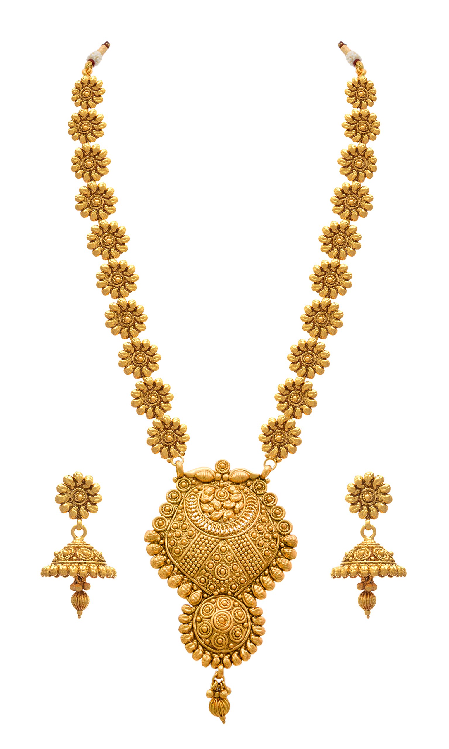 JFL- Jewellery for Less Traditional Matte Gold Finish Floral Polki Stone Long Necklace with Pearl Drop Dangler Jhumki Earring for Women and Girls. (B09J287JMN) Amazon Price History, Amazon Price Tracker