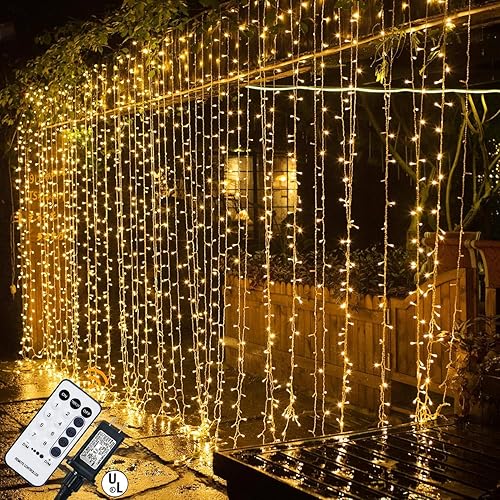 MAGGIFT 304 luces LED para cortina 98 x 98 pies 8 modos de enchufar con control remoto Navidad telĂłn de fondo para interiores y exteriores ventana MAGGIFT 304 luces LED para cortina 98 x 98 pies 8 modos de enchufar con control remoto Navidad telĂłn de fondo para interiores y exteriores ventana