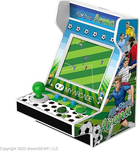 MY ARCADE All-Star Arena Pico Player- 3.75" Fully Playable Portable Tiny Arcade Machine with 107 Retro Games, 2" Screen Color Display, Battery