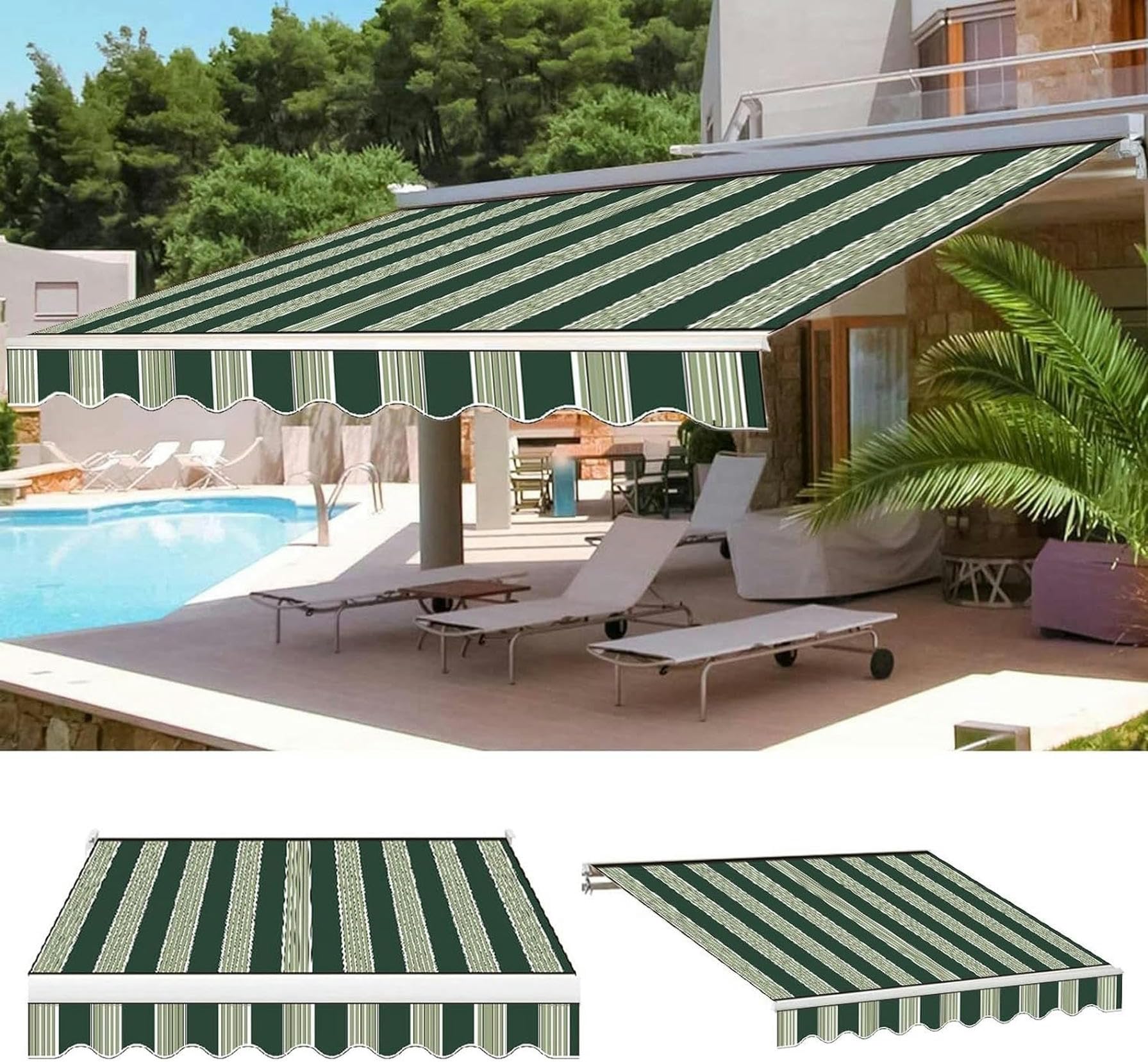GJZQDKX Retractable Patio Awning Canopy Sunshade -Canvas Cover for Window & Door Protection Outdoor Deck Shade & Rain Shelter Awning Fabric Replacement Only