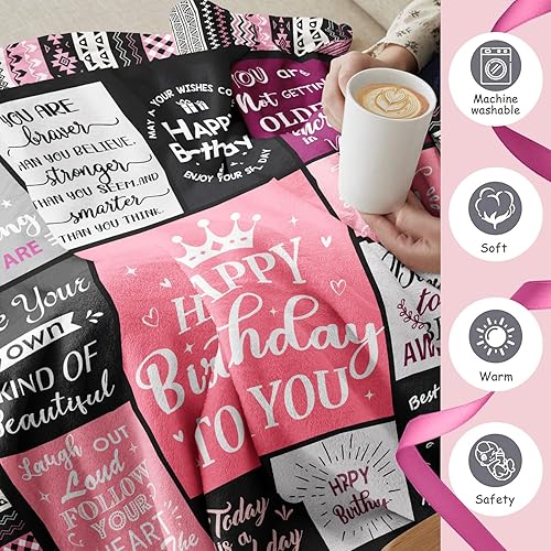 Miniatura 5 de Regalos de cumpleaños para mujeres y niñas, manta de 60 x 50 pulgadas, decoraciones de feliz cumpleaños para mujer, regalos para mujeres, regalos