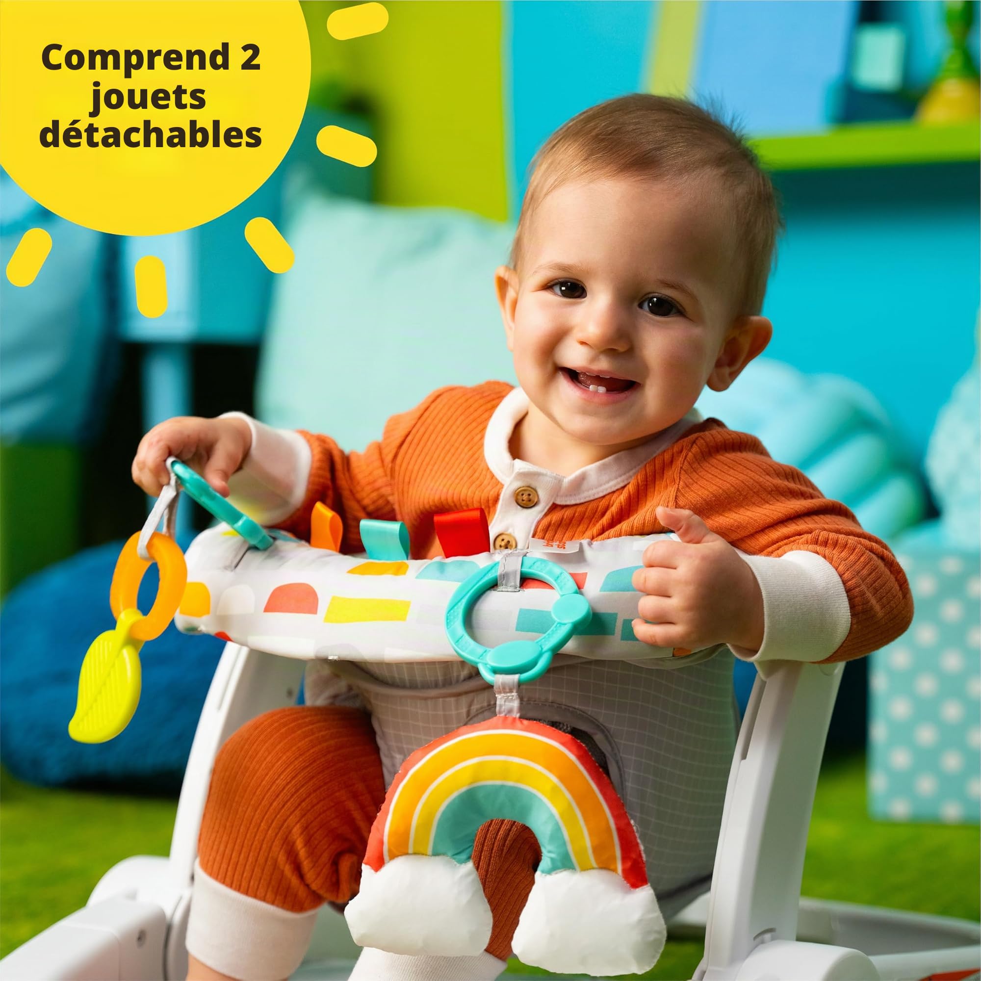 Bright Starts Siège transat Learn to sit 2 positions avec jouets, Unisexe, enfants de 4 à 12 mois, Playful Paradise