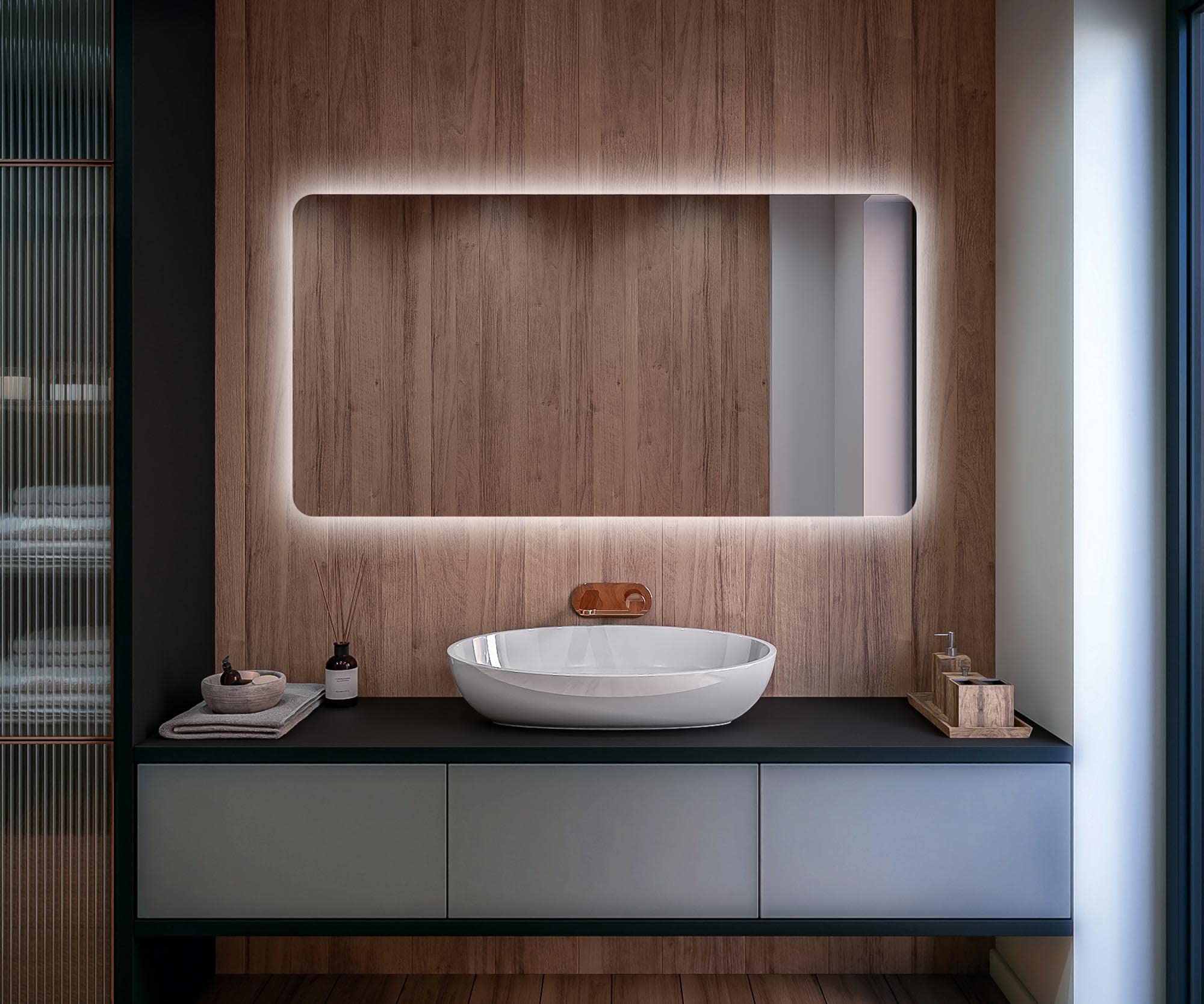 Artforma Bathroom Illuminated Mirror 800x600 mm | Wall Mounted Mirror | with LED Light | T105