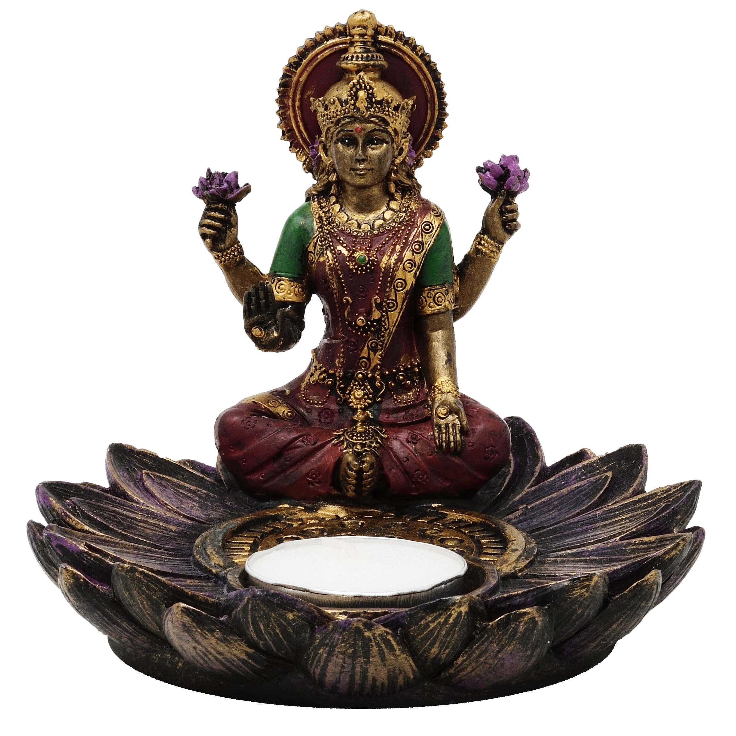 Lakshmi mit Teelicht oder als Räucherstäbchenhalter - Gottheit, Buddha, Indien