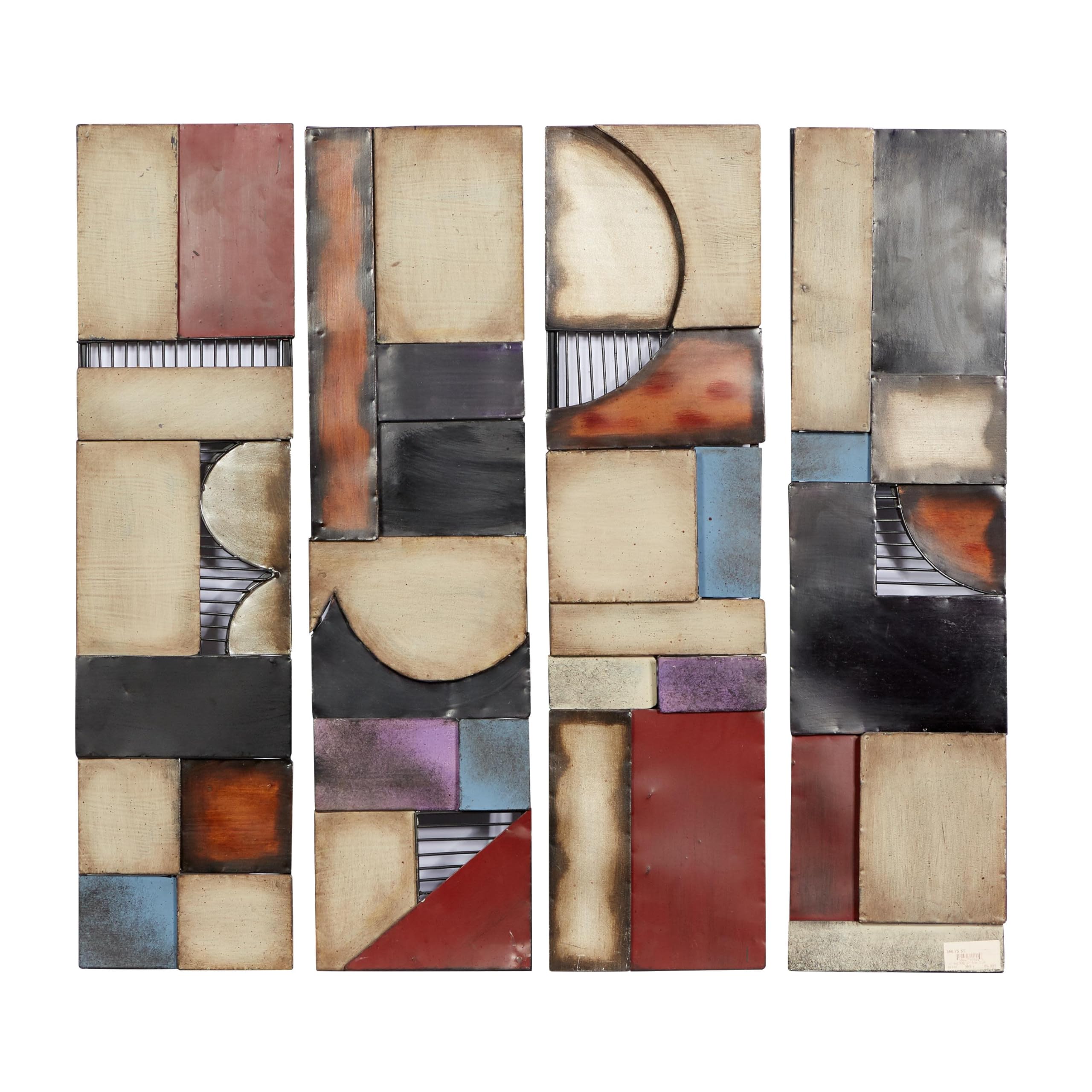 Deco 79 Metal Geometric Home Wall Decor Embossed Wall Sculpture, Set of 4 Wall Art 8"W, 31"H, Gold