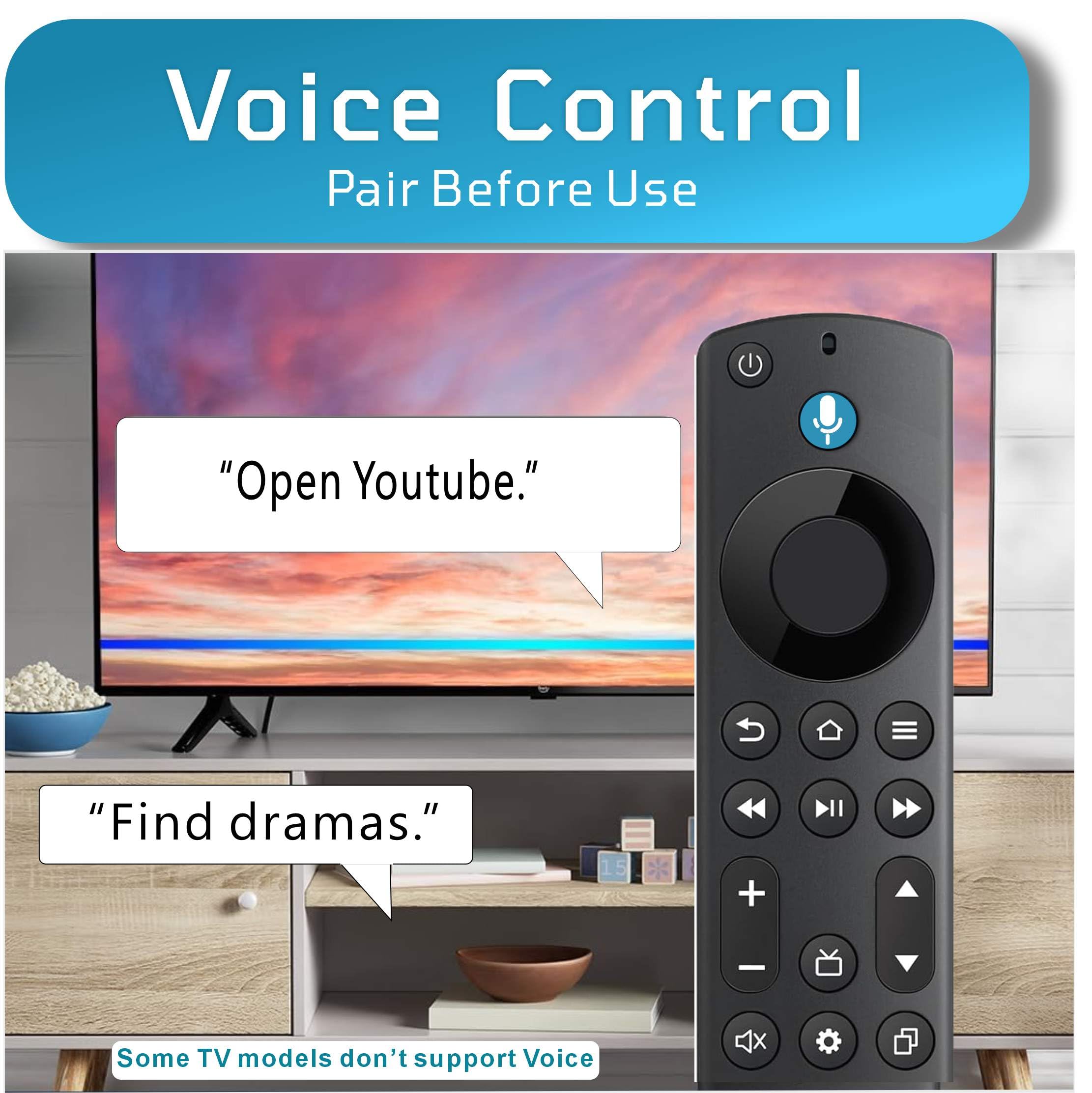 Telecomando vocale di ricambio per Smart TV Insignia, Toshiba, AMZ serie 2, 4-Sereis, Omni, Pioneer, TCL, Hisense, compatibile con dispositivi TV Fire-Series/Google