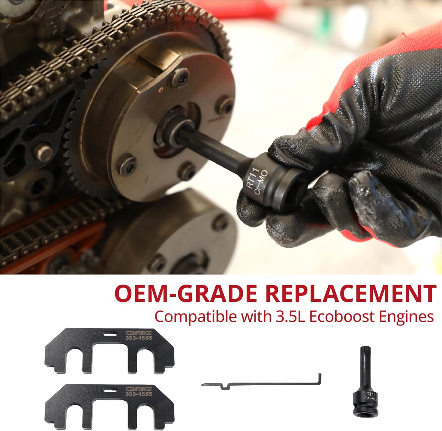 303-1655 Camshaft Holding Tool for Ford 3.5L EcoBoost Upgraded GT F-150 Raptor/Expedition/Lincoln Navigator, Timing Alignment Holder Tool with Cylinder Head Screw Removal Socket
