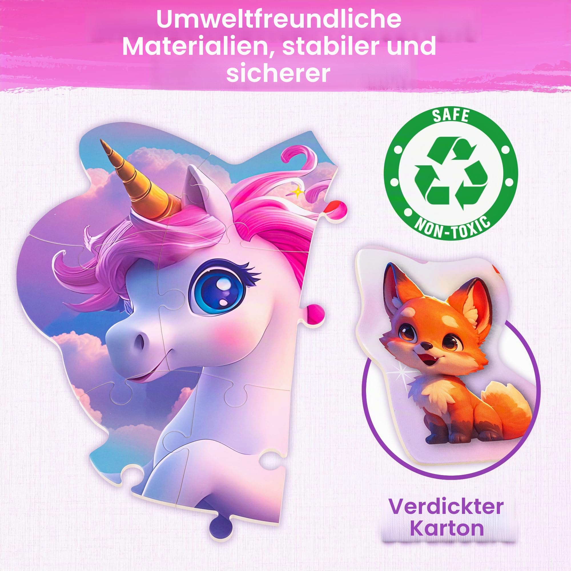SYNARRY Einhorn Puzzle Kinder ab 3 4 5 6 7 8 Jahre, 45 Teilige Großes Bodenpuzzle für Kinder, Einhorn Spielzeug Geschenke für Mädchen