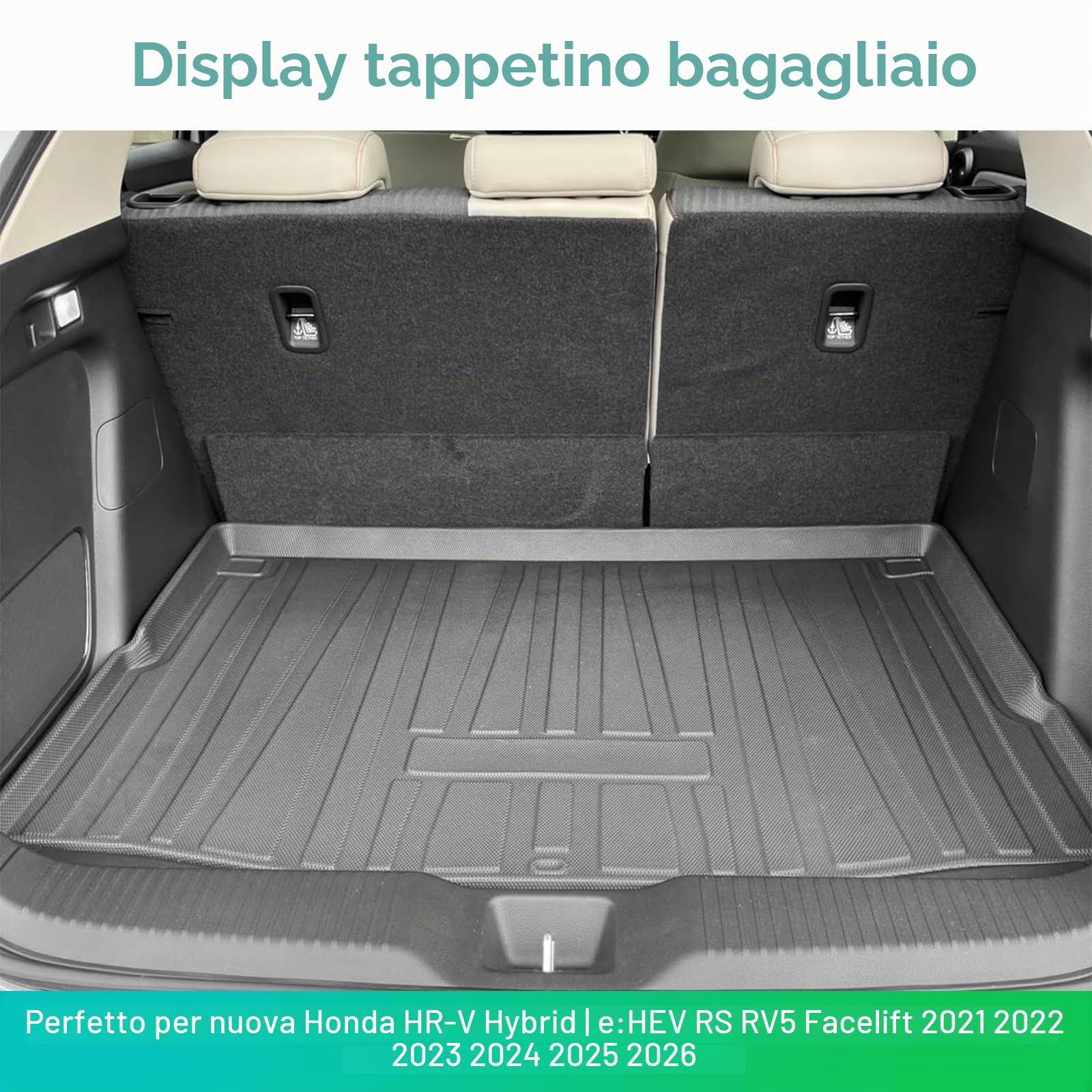 GAFAT Compatibile con Honda HR-V 2022-2025 2026 Tappetino per Bagagliaio, Facelift HRV 2026 Tappetini Gomma Tappetino Antiscivolo TPE Originali 3D, Accessori HR-V 2025