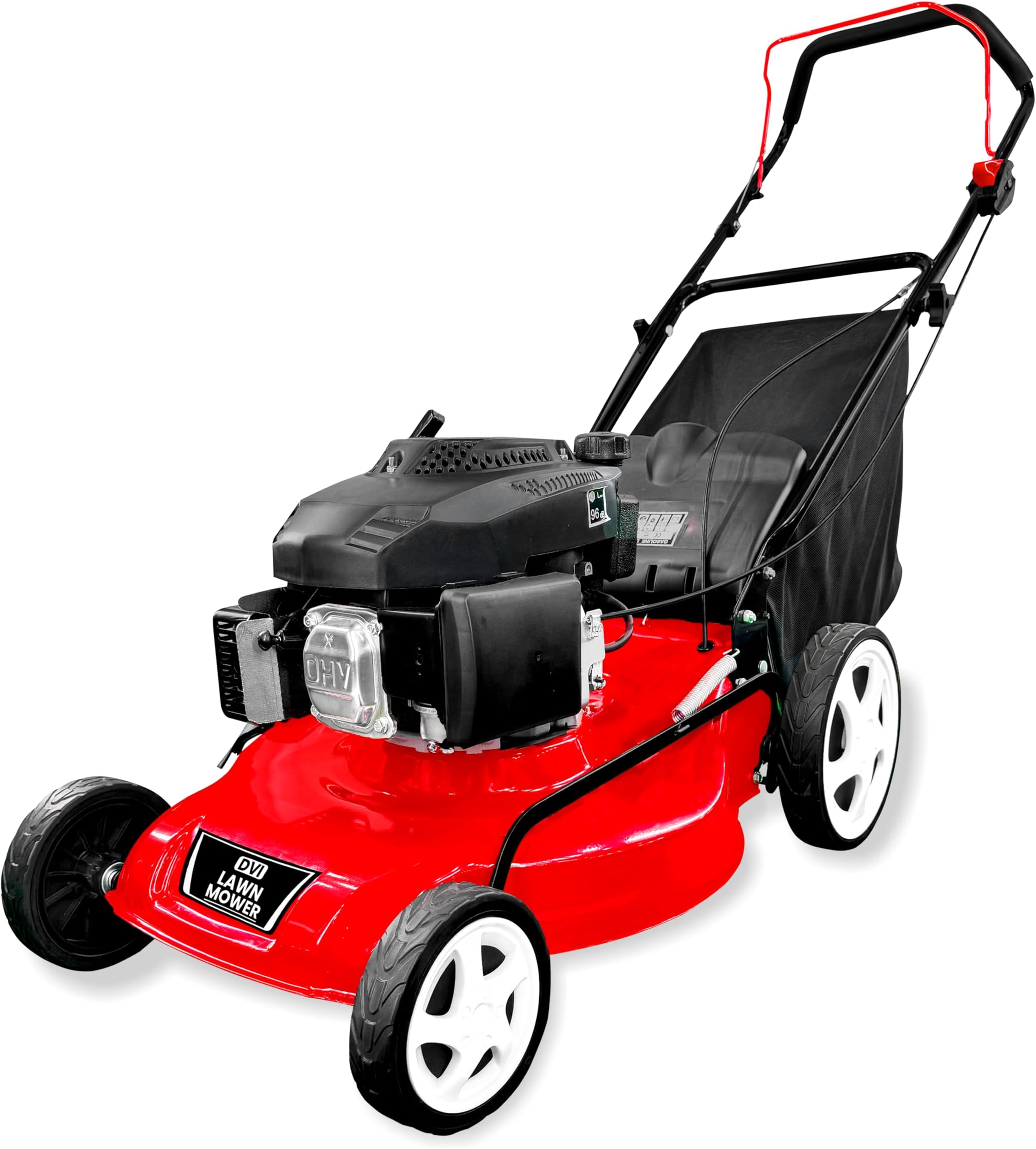 DVI 18 Inch Petrol Lawn Mower with 60L Grass Catcher Box for Lawn and Garden with 7-Height Cutting Position | High Power 4HP Engine with 3600 RPM | 1 Year Manufacturer Warranty.