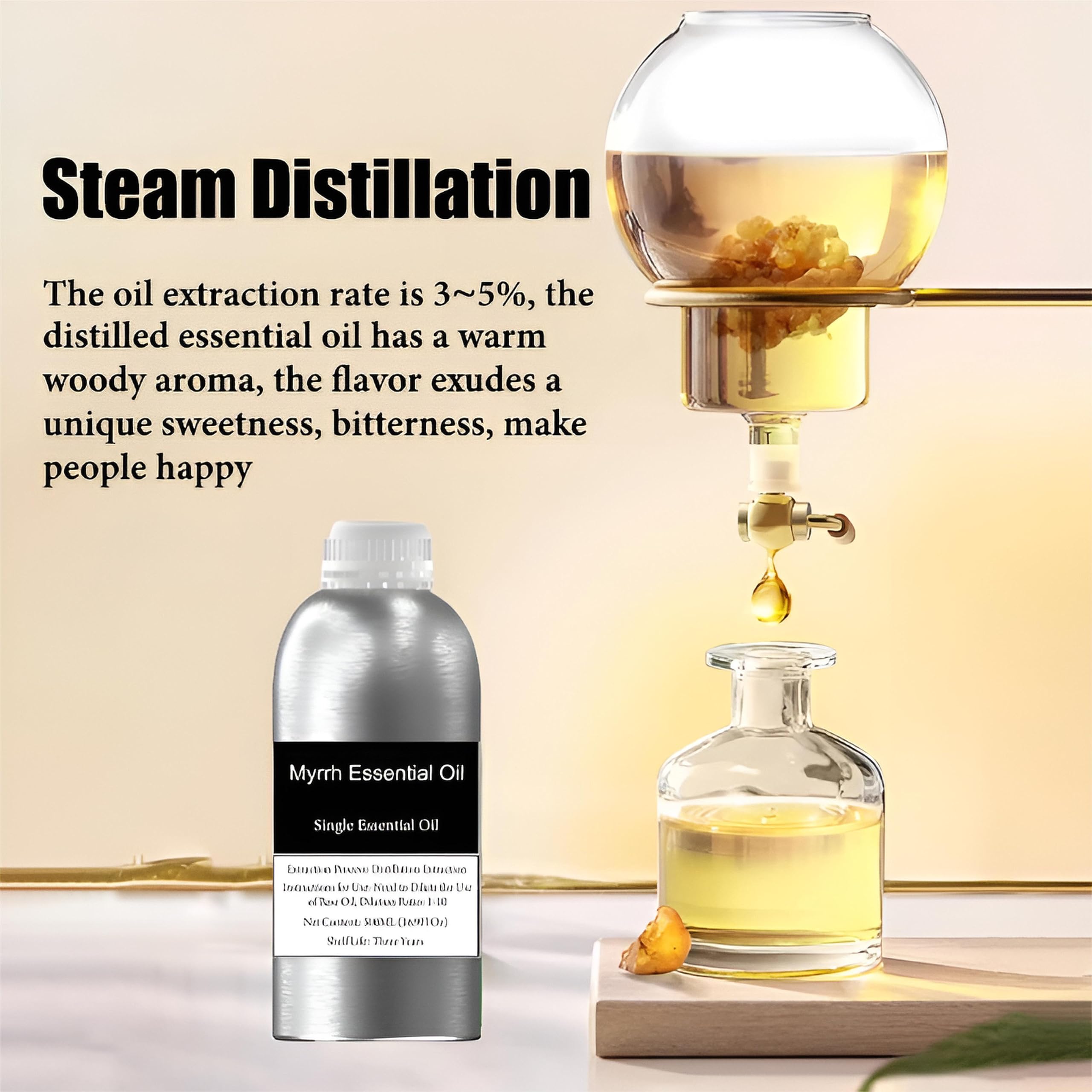 100% reines ätherisches Myrrhenöl für Aromatherapie, Diffusoren, Haut- und Haarpflege, Kerzen- und Seifenherstellung, Bio-Myrrhenöl in therapeutischer Qualität, natürliches Duftöl(500ml)